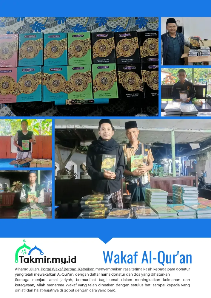 Laporan Portal Wakaf Takmir.my.id Penyaluran 161 Al-Qur'an Selama Bulan Ramadhan 2024 Laporan Portal Wakaf Takmir.my.id Penyaluran 161 Al-Qur'an Selama Bulan Ramadhan 2024